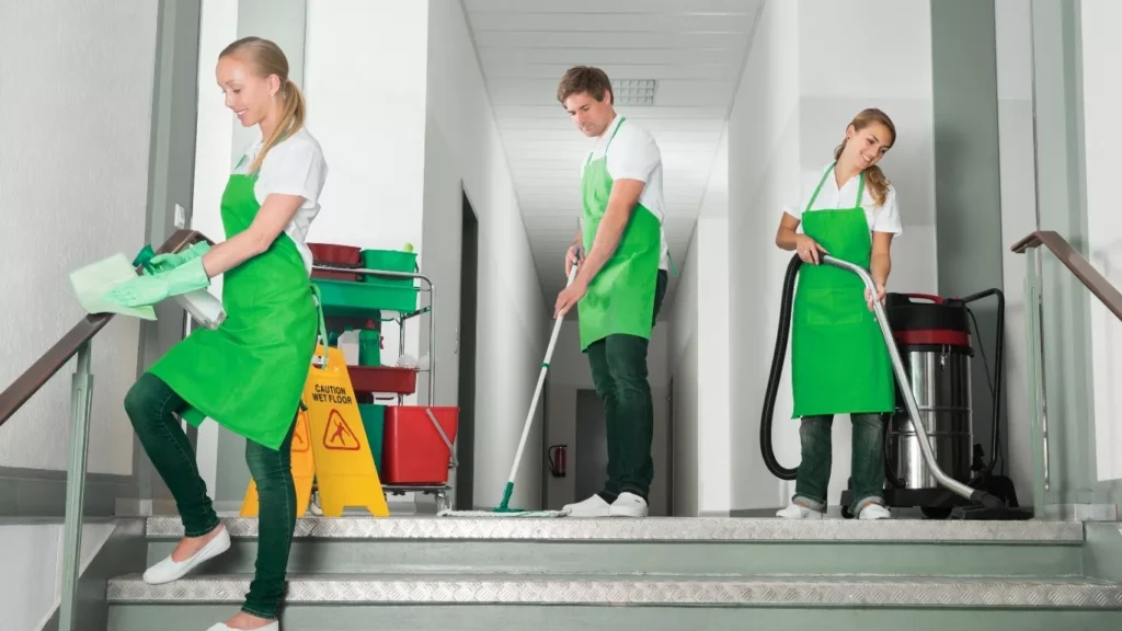 Professional move out cleaning service team cleaning a Swindon apartment